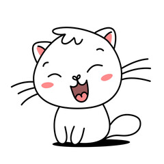 Vector illustration of cute cat with open mouth