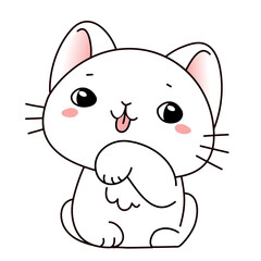 Vector illustration of cute licking paw cat