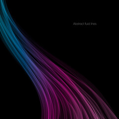 Abstract curve light lines flowing colorful purple blue green isolated on black background with space for text in concept of technology, digital, science, music
