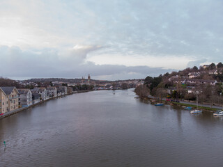 Fototapeta na wymiar aerial view of Truro river and city cornwall uk 