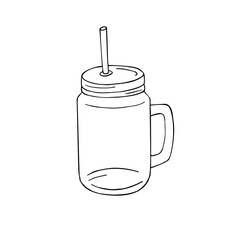 Vector hand drawn doodle sketch smoothie jar cup isolated on white background