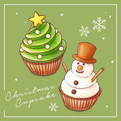 Christmas cupcake, Christmas and snowman