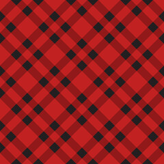 Vector seamless pattern of  Scottish checkered crossed Tartan plaid isolated on red background