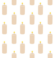 Vector seamless pattern of colored hand drawn doodle sketch candle isolated on white background
