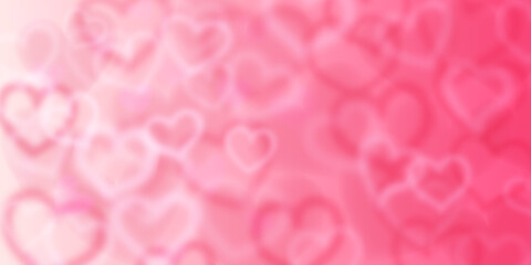Background of blurry hearts in pink colors. Valentine's day illustration