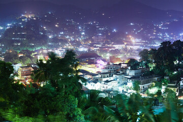 Night view of the city of Kandy in Sri Lanka.