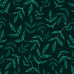Botanical seamless pattern with green leaves . Leaves and flowers wallpapers. Florals background.
