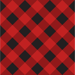 Vector seamless pattern of black Scottish checkered Tartan plaid isolated on red background