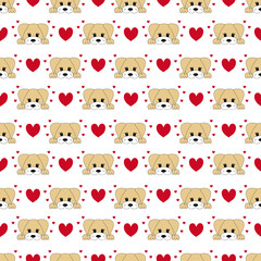 Seamless pattern with cute cartoon dog. Vector illustration.	
