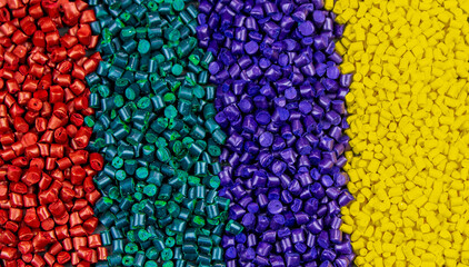 Plastic polymer granules, Color paint that can be used in granular paint plastic and various products Colourful close up!