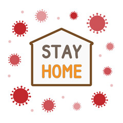 stay home sign.Covid-19 coronavirus quarantine of stay at home.Stay home on Warning banner.home quarantine. lockdown banner or poster for social media.Self isolation and quarantine.Friendly poster