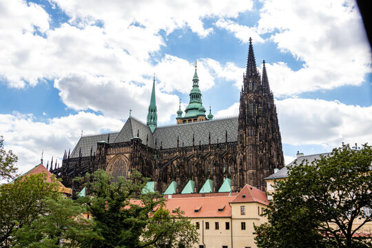 Prague Castle in summer in sunny weather. Prague Castle close up