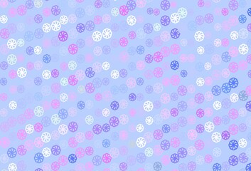 Light Pink, Blue vector cover with beautiful snowflakes.