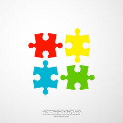 Obraz premium Simple Puzzle four piece business presentation. Circle outline infograph. 4 Step contour process diagram. Section line compare banner.