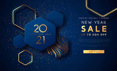 New Year 2021 gold sale template background