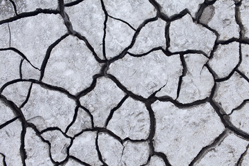 Close-up texture of cracks on dry ground.