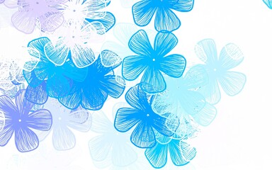 Light Pink, Blue vector natural artwork with flowers