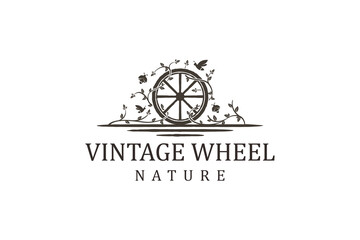 Cart wheel vehicle traditional logo design, farming wagon wood, cart wood rustic, traditional cart design. - obrazy, fototapety, plakaty