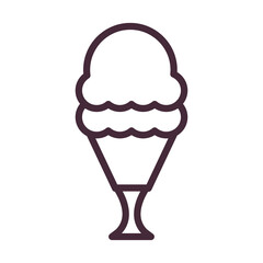 ice cream cup of 2 balls line style icon vector design
