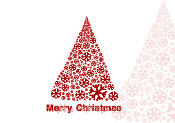 CMYK Merry Christmas greeting card. Christmas card isolated. Christmas decoration ideas. Simplicity. Christmas greeting red card. Holiday card design ideas. Snow flakes. Christmas tree with snow.