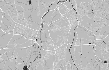Urban city map of Ostrava. Vector poster. Grayscale street map.