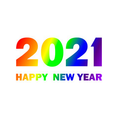 Happy new year 2021. Vector colorful illustration, isolated on white background.