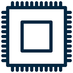 Microchip or Computer Chip or CPU line icon isolated on white background. Pixel perfect 48dp.