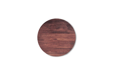 Round wooden cutting board isolated on white background with clipping path for work or design