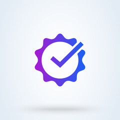 Check mark sign icon or logo. Quality or approved concept. Guaranty certificate vector illustration.