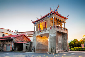 The East Gate Tower in Meinong Taiwan. The translation of the Chinese characters is 