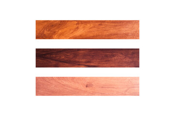 Set of three wooden sign isolated on white background with clipping path for design or work