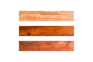 Set of three wooden sign isolated on white background with clipping path for design or work