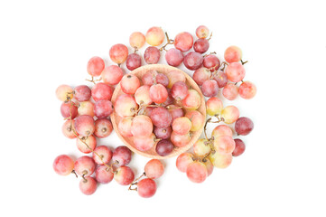 Top view of fresh grape isolated on a white background.
