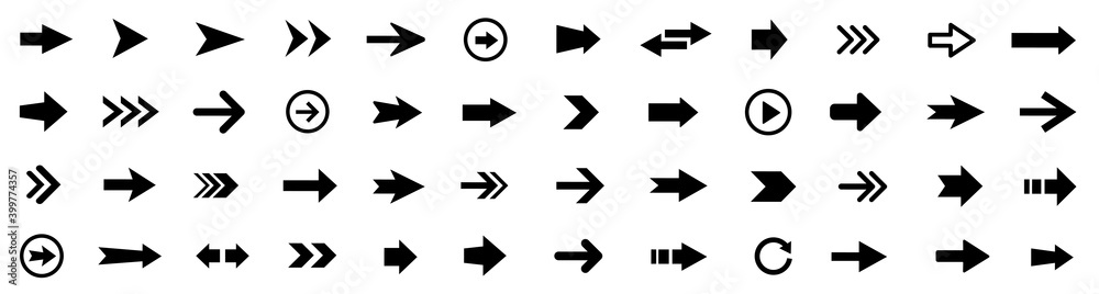Poster arrows set. arrow icon collection. set different arrows or web design. arrow flat style isolated on 