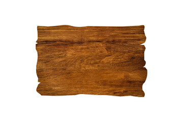 Horizontal wooden sign isolated on white background with clipping path for design or work