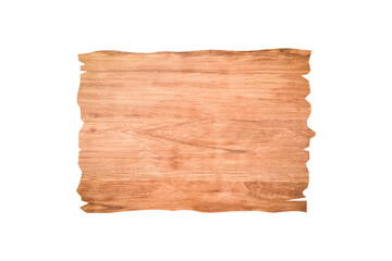 Horizontal wooden sign isolated on white background with clipping path for design or work