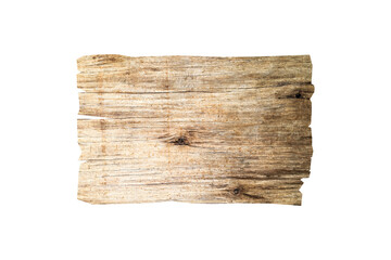 Horizontal wooden sign isolated on white background with clipping path for design or work