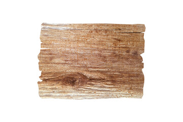 Horizontal wooden sign isolated on white background with clipping path for design or work