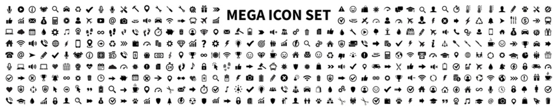 Mega set of icons. Collection icon: business, ecommerce, shopping, device, technology, finance, accounting, transport and many more - stock vector.