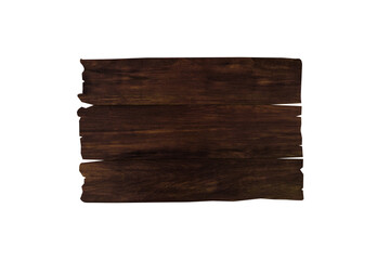 Front view of old wooden sign isolated on white background with clipping path for design