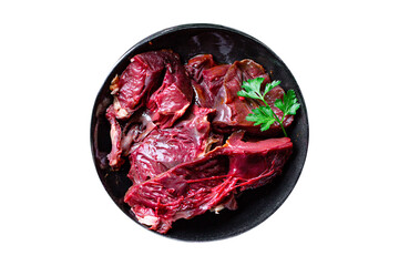 raw heart offal pork or beef meat  food on the table healthy meal ingredient top view copy space for text background rustic 