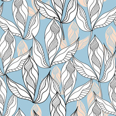 Seamless pattern with flowers. Hand drawn floral background. Artwork for textiles, fabrics, souvenirs, packaging and greeting cards.