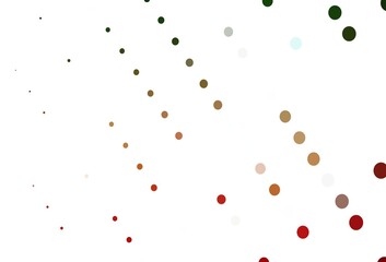Light Green, Red vector background with bubbles.