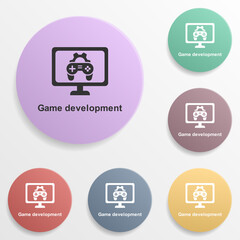 Online marketing, game development badge color set icon. Simple glyph, flat vector of online marketing icons for ui and ux, website or mobile application