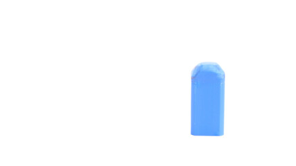 Blue eraser on a white background.