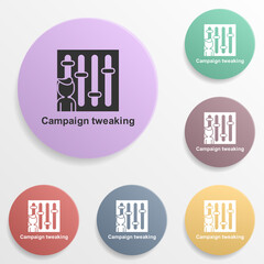 Online marketing, campaign tweaking badge color set icon. Simple glyph, flat vector of online marketing icons for ui and ux, website or mobile application