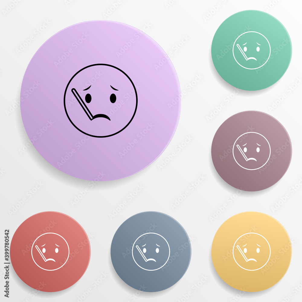 Wall mural with a thermometer emoji badge color set icon. simple glyph, flat vector of emoji icons for ui and u