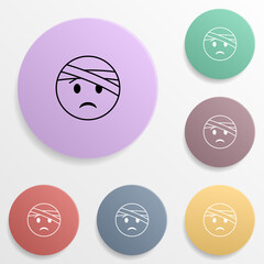 With bandaged head emoji badge color set icon. Simple glyph, flat vector of emoji icons for ui and ux, website or mobile application