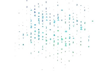 Light Blue, Green vector cover with math elements.