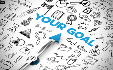 Ziel Konzept mit Schriftzug Your Goal und Kompass